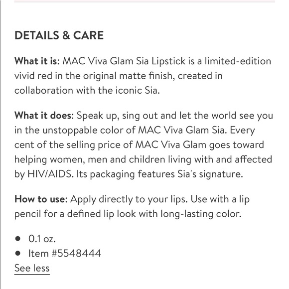 Brand New MAC Cosmetics Viva Glam Sia Lipstick - Picture 7 of 12